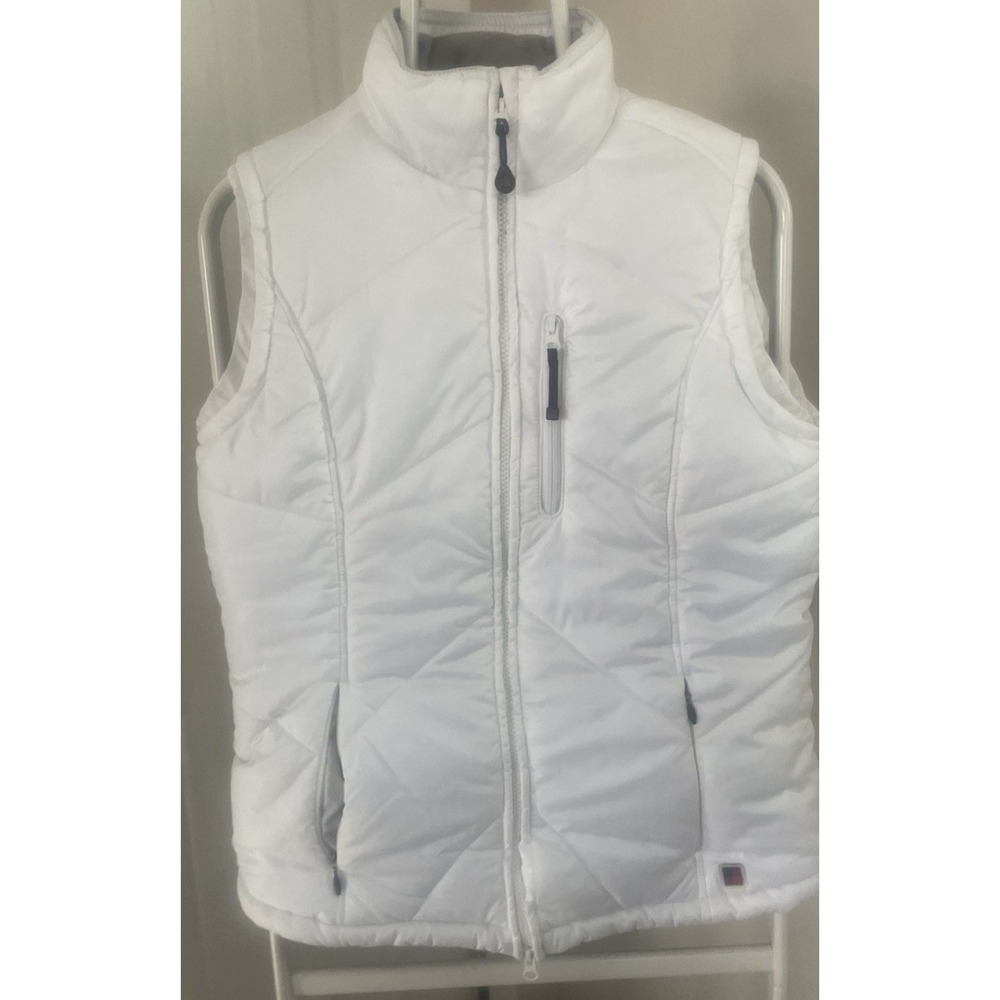 Woolrich Women's White Puffer Vest Quilted Fitted Zip Pockets Size Small